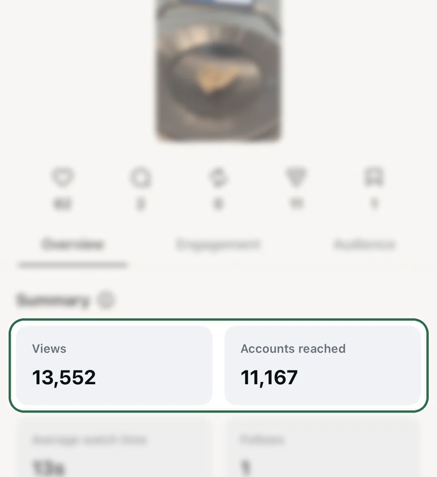 צילום מסך מנתוני ריל של Ameru: 13,552 צפיות